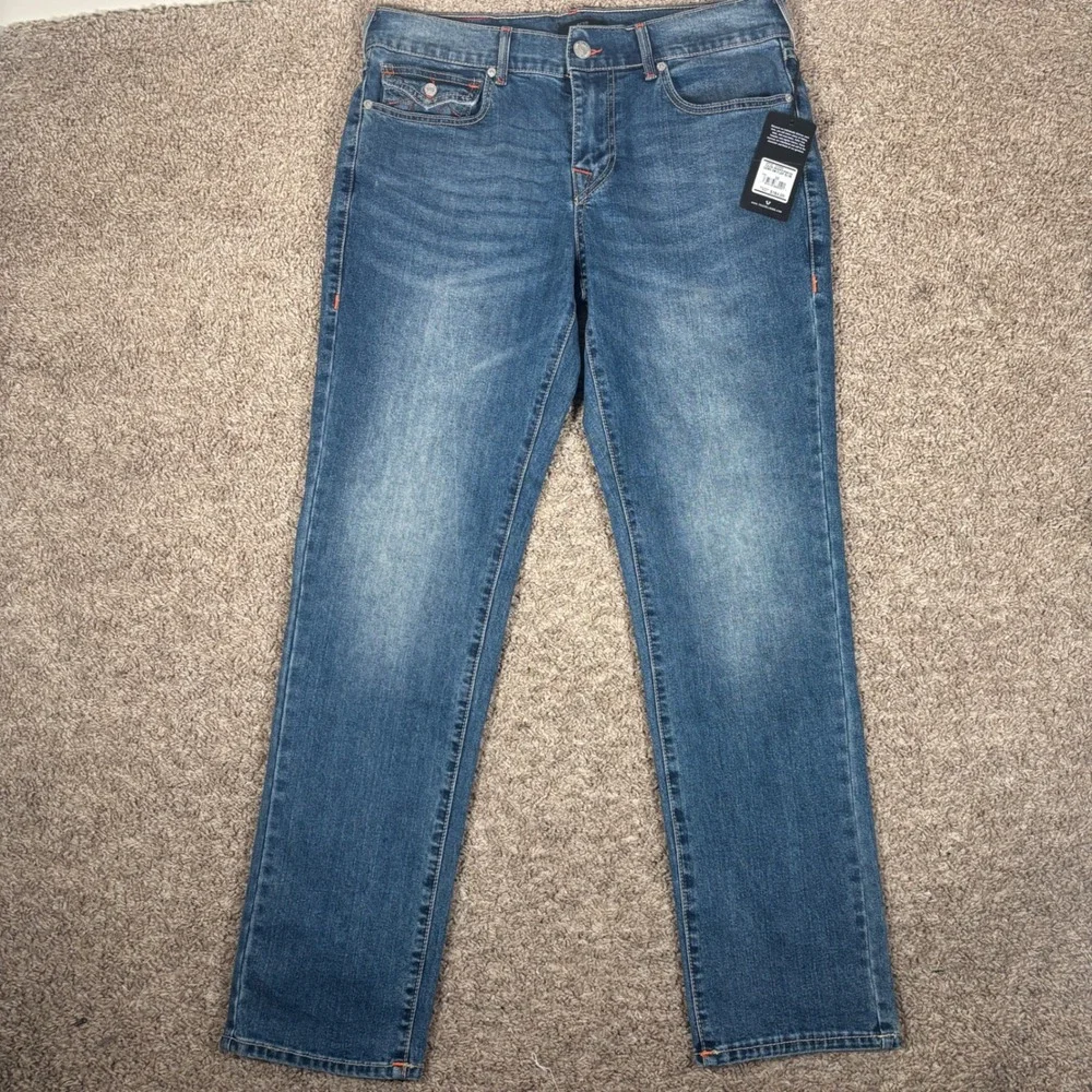 True Religion Mens Geno SN Flap Slim Jeans Medium Spiced Orchard Wash 32 700596